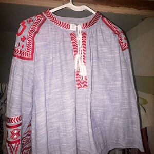 Belle vere denim peasant blouse